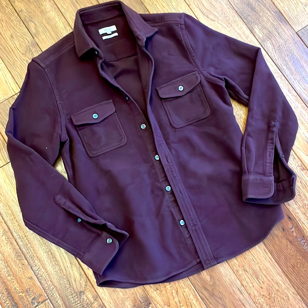 REISS Maroon Button Down, Heavy Flannel, Medium
